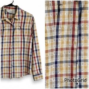 ♻️Alfred Dunner 12P Plaid Button Front Shirt Petite Long Sleeve Fall Colors Top
